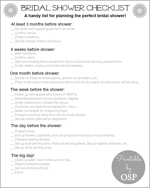 Bridal Shower Checklist - On Sutton Place
