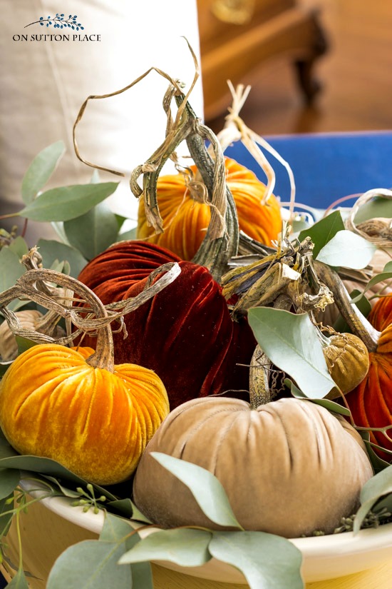 Fall Decorating Ideas with Velvet Pumpkins - On Sutton Place