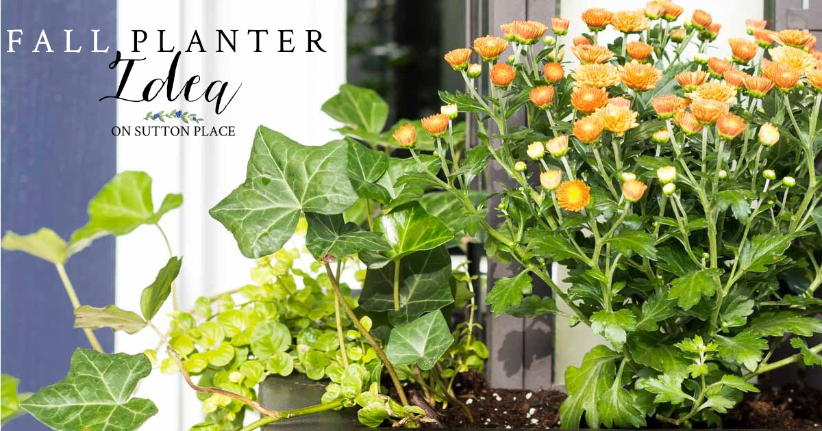 Fall Planter Idea: Lanterns & Mums