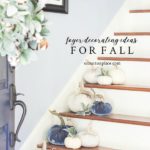 foyer decorating ideas for fall pumpkins on stairway with text