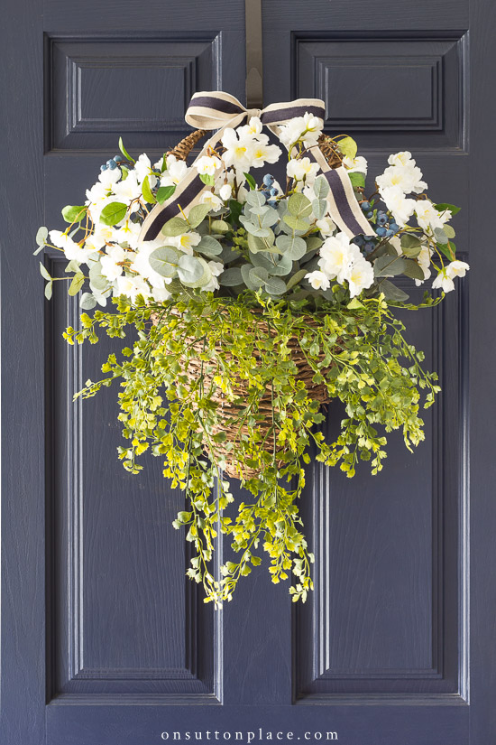 How To Create An Easy Floral Spring Door Basket DIY - Inspiration For Moms