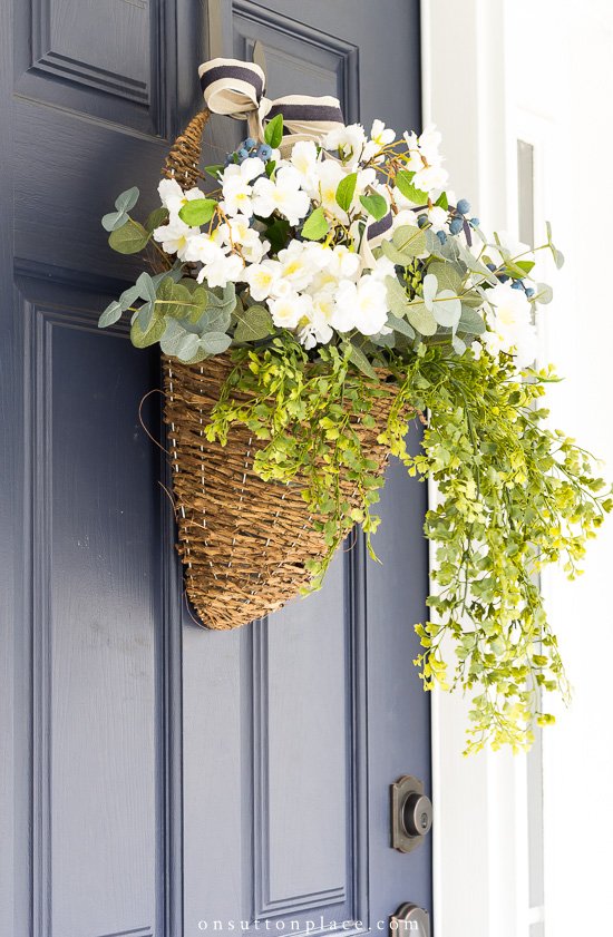 Spring Flower Basket Wreaths for Our Front Doors - Beneath My Heart