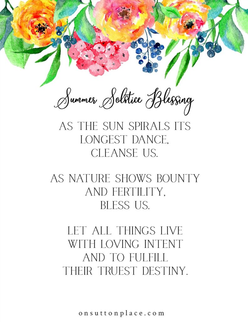 Summer Solstice Blessing Free Printable On Sutton Place