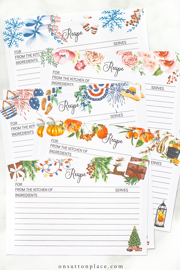 Free Printable Recipe Cards: A Seasonal Collection - On Sutton Place