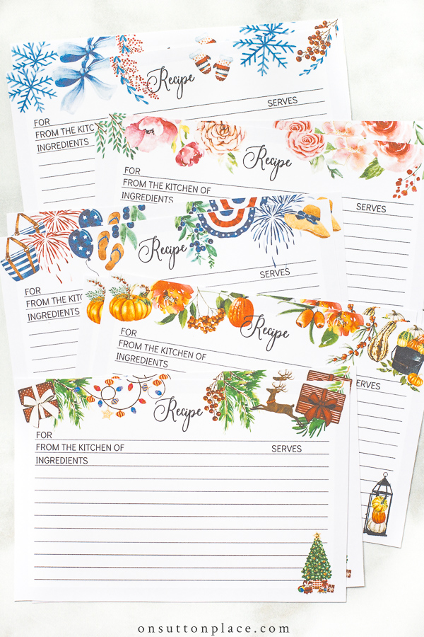 Free Printable Recipe Cards A Seasonal Collection On Sutton Place