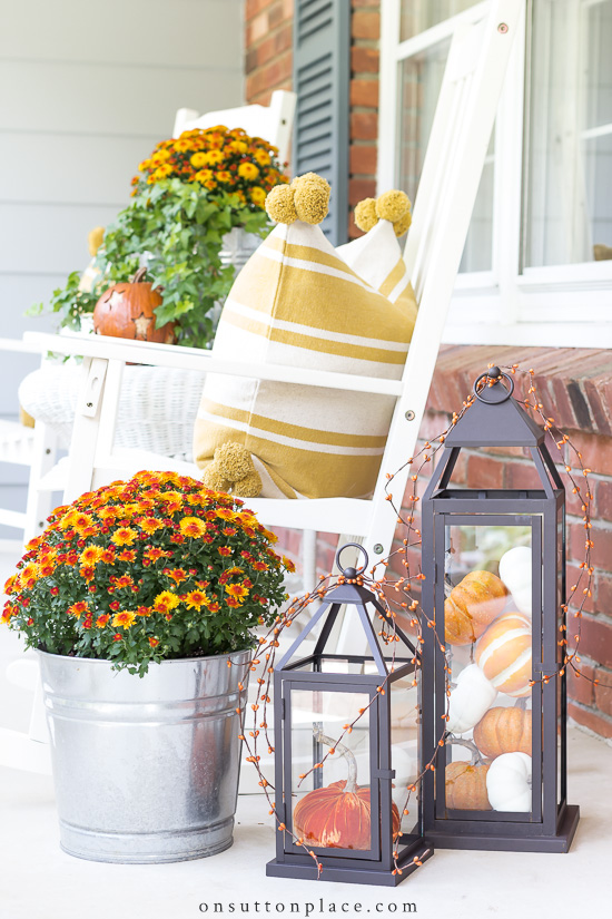 Porch Fall Decorating Ideas: Mums & Pumpkins - On Sutton Place