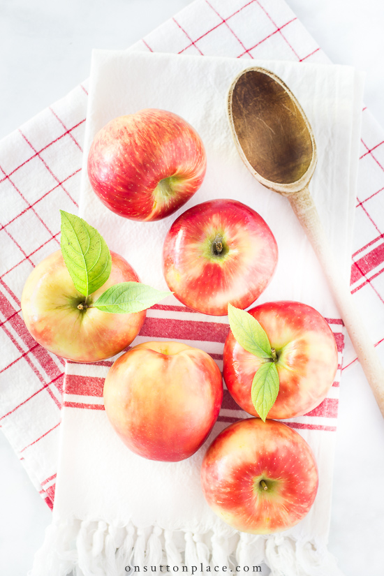 https://www.onsuttonplace.com/wp-content/uploads/2020/10/honeycrisp-apples-on-red-plaid-towel.jpg