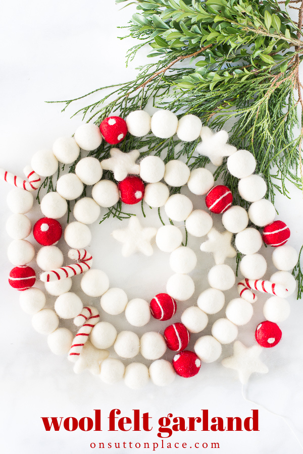 DIY Christmas Garland from Wool Felt Balls - On Sutton Place