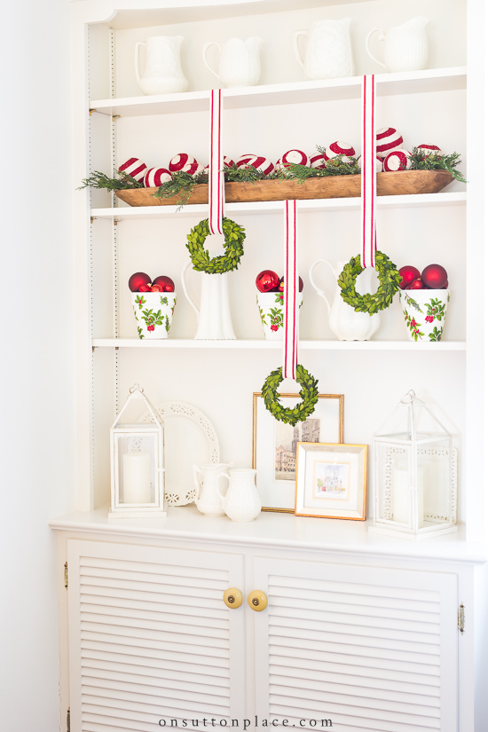 20 Minute Decorating: Christmas Shelf Decor - On Sutton Place