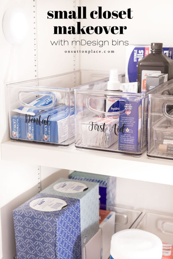 DIY Small Closet Makeover with mDesign Bins - On Sutton Place