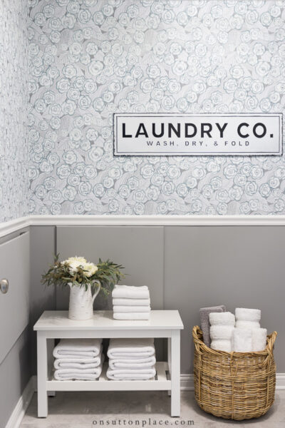 Laundry Room Makeover with Peel & Stick Wallpaper - On Sutton Place