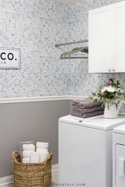 Laundry Room Makeover with Peel & Stick Wallpaper - On Sutton Place