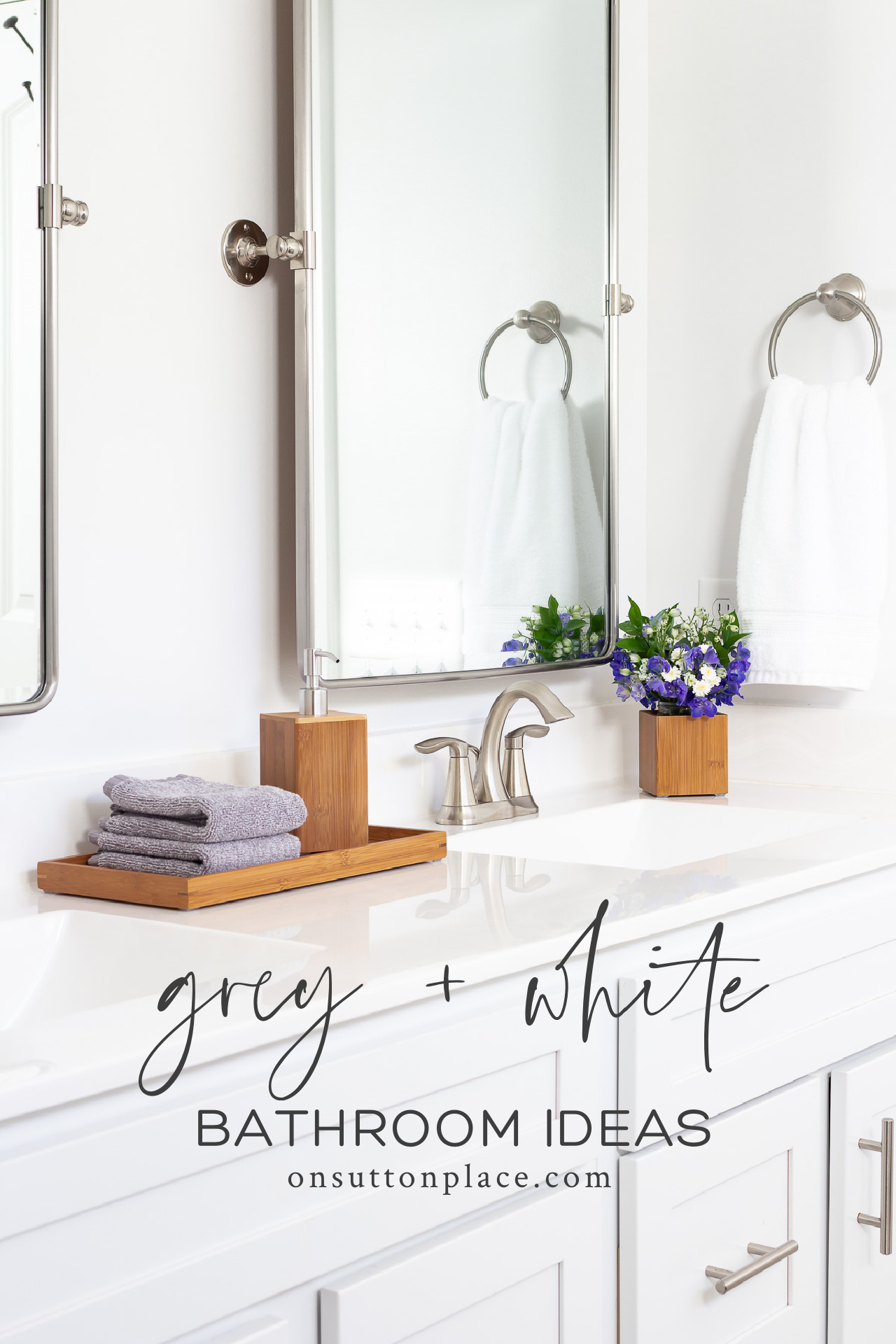 Grey And White Bathroom Ideas Pin With Text 