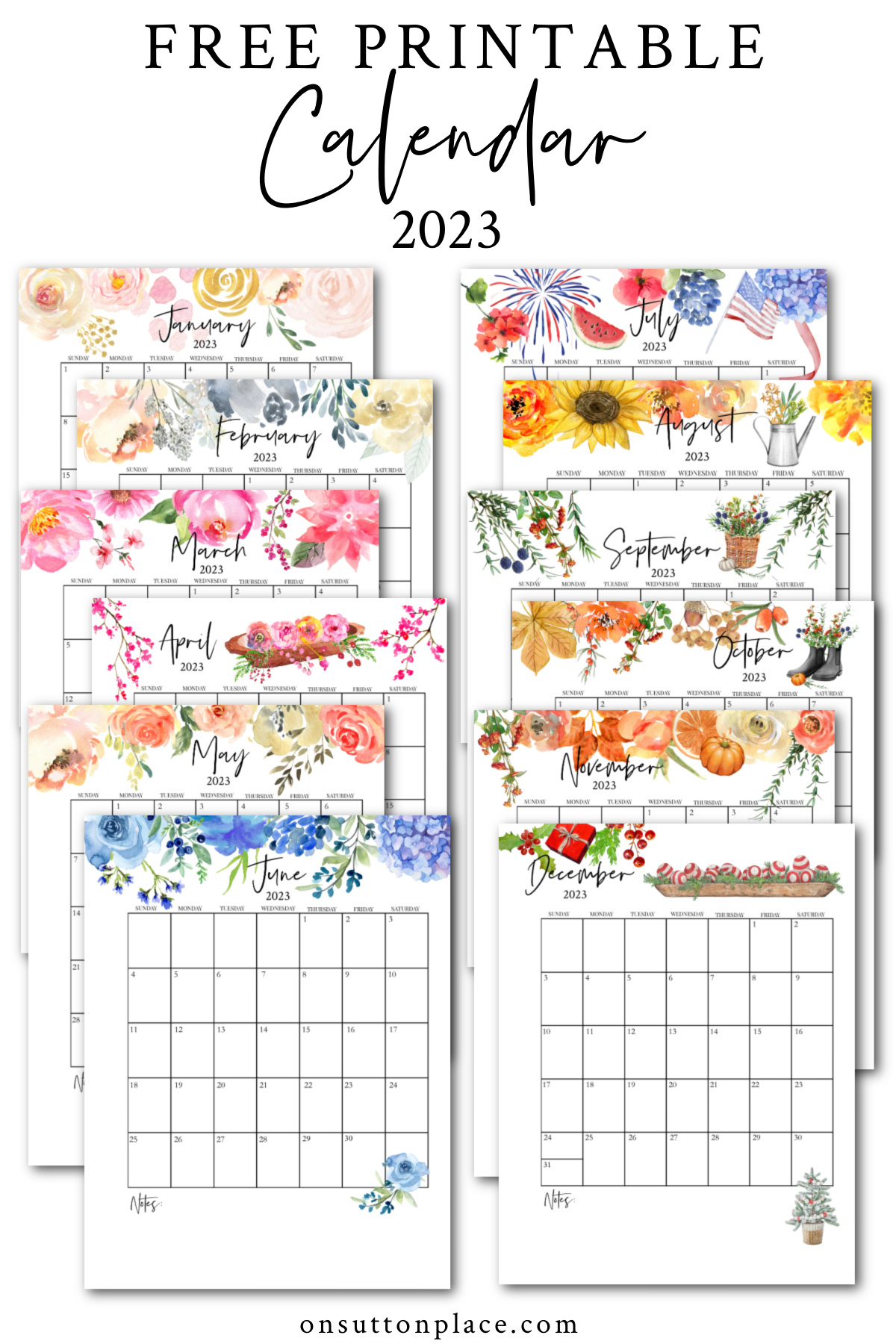 2023 Printable Calendar with Pages - On Sutton Place