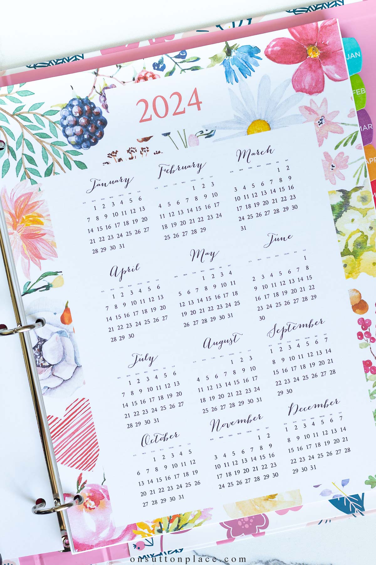 Planner Calendar 2024 Printable Free aurea modestine